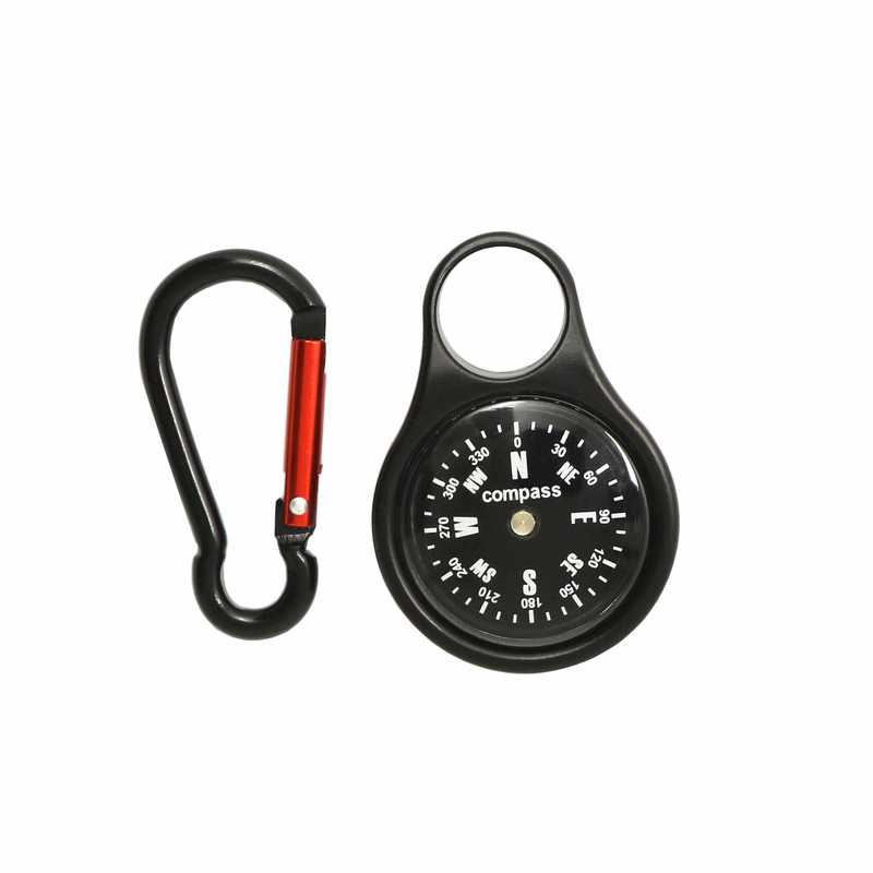 Round Metal Compass Carabiner Keychain