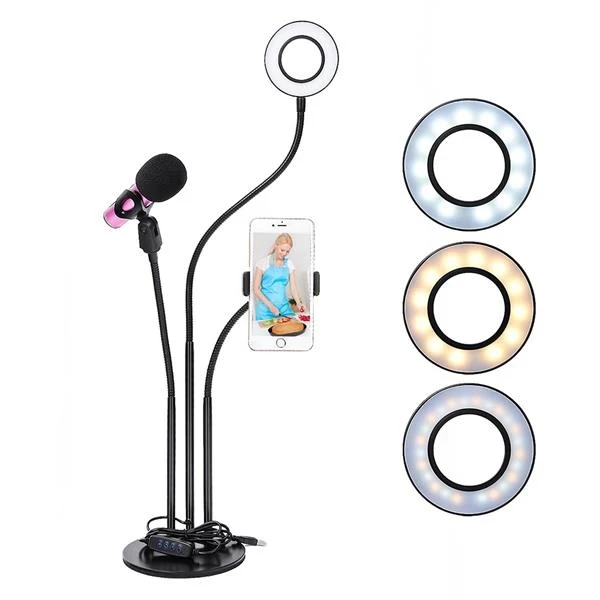 Selfie Ring Light Smartphone Mic Holder 1