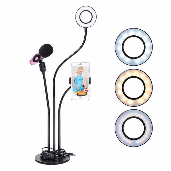 Selfie Ring Light Smartphone Mic Holder
