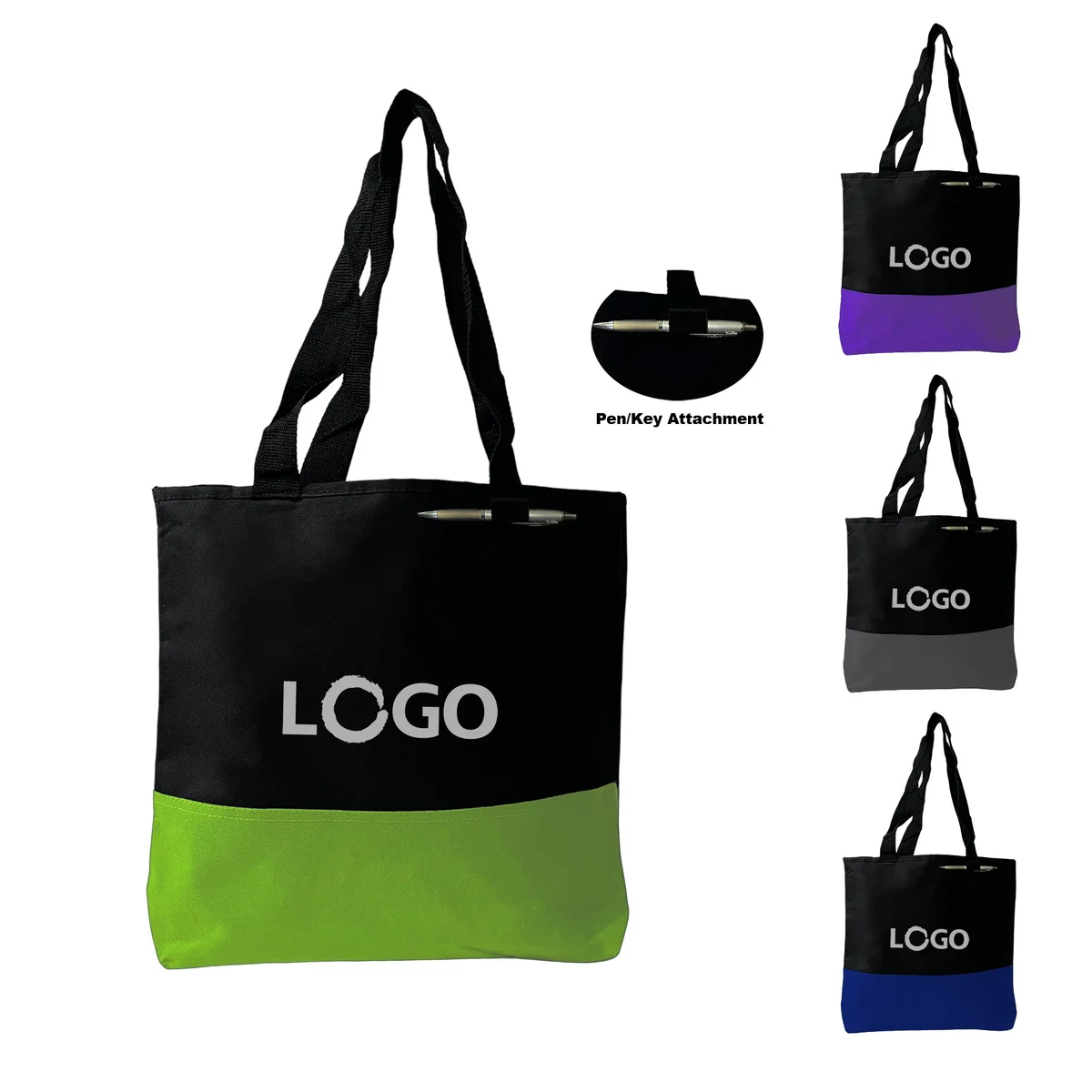 Two-Tone Tote Bag W/Loop Attachment, custom tote bag with logo imprint 1