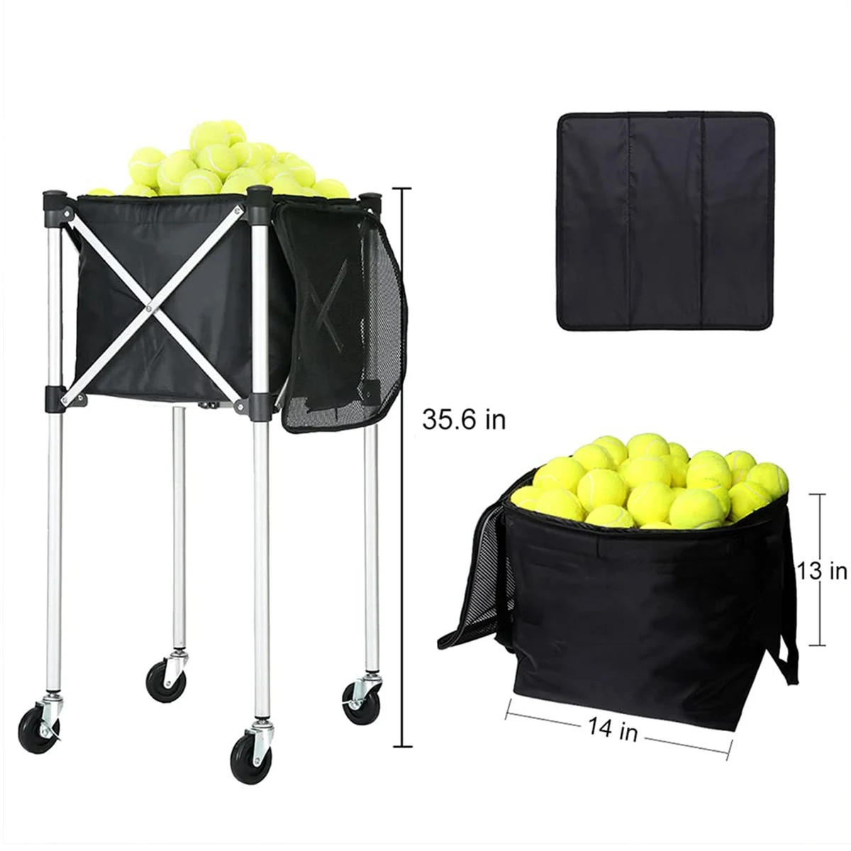 Portable Tennis Ball Hopper With Wheels 1