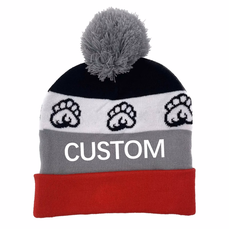 Winter Knit Pom Beanie With Cuff