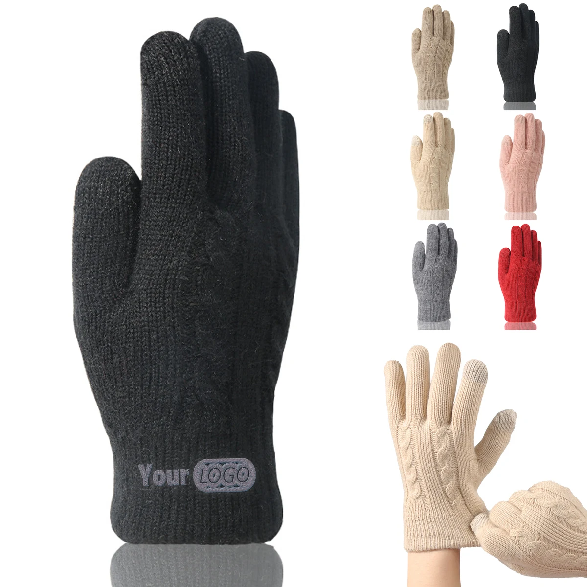 Acrylic Cold Resistant Knitted Touchscreen Gloves 1