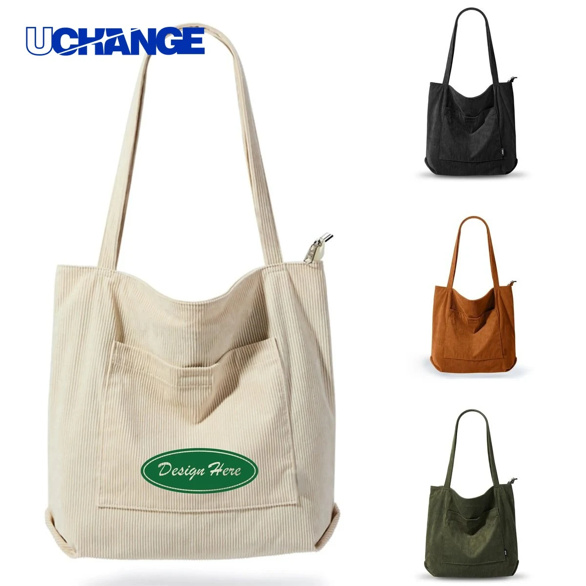 Corduroy Canvas Tote Bag, custom tote bag with logo imprint 1