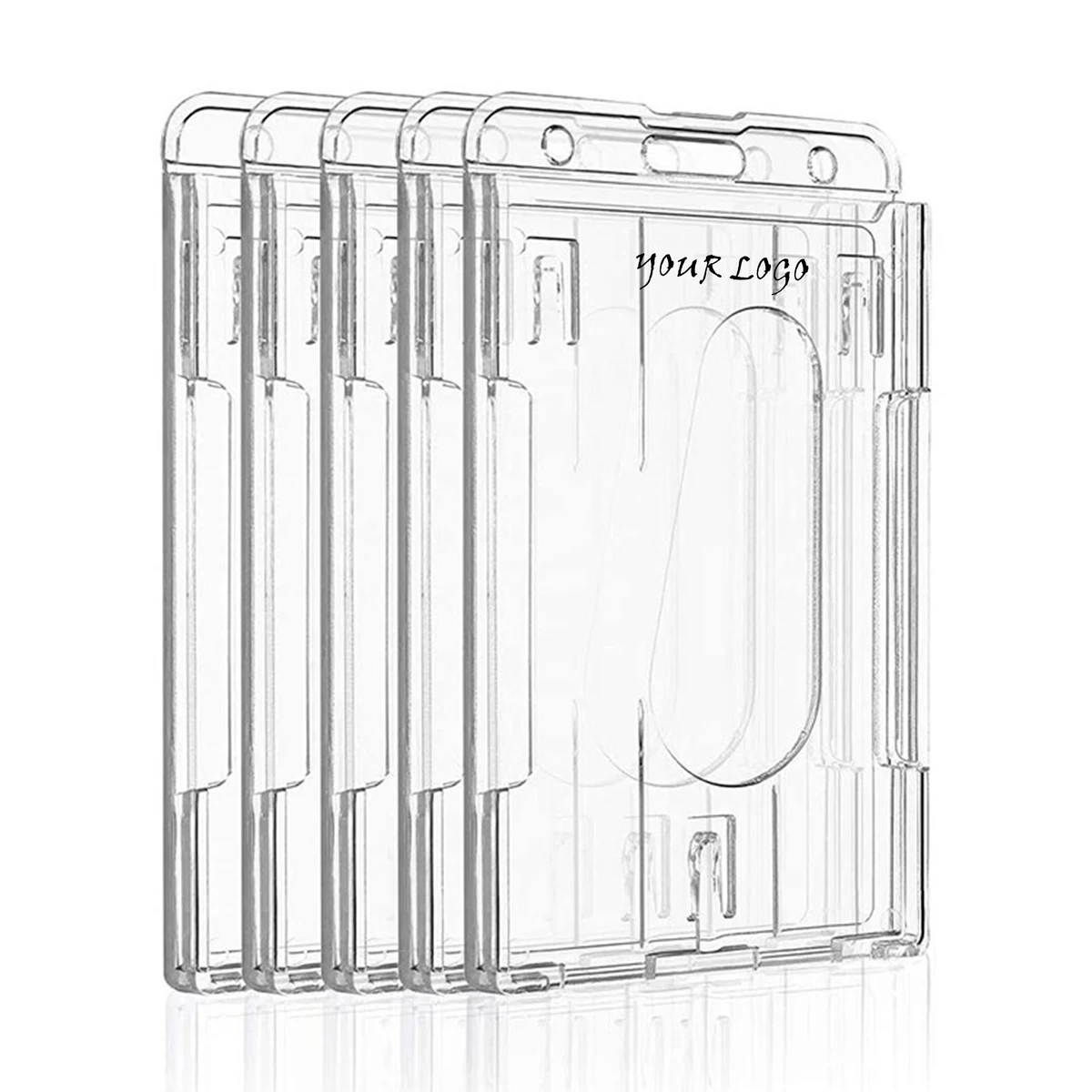 Clear Vertical Badge Holder With Thumb Slot 1