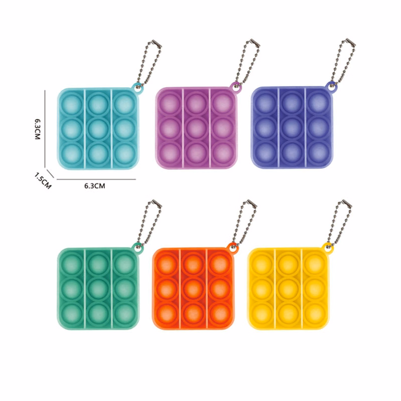 Mini Push Pop Fidget Toy Keychains With Chain