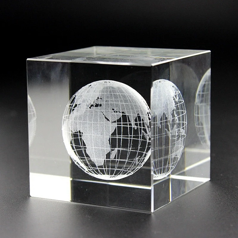 3D Crystal Cube Paperweight 1