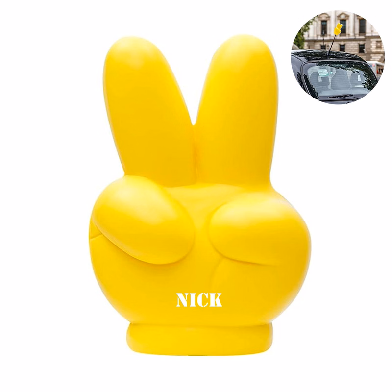 EVA Foam Yellow Victory V-Finger Antenna Topper Ball