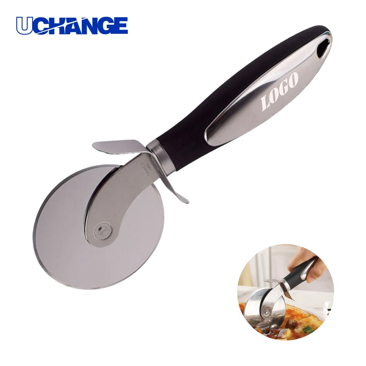 Stainless Steel Pizza Cutter with Hand Guard 1