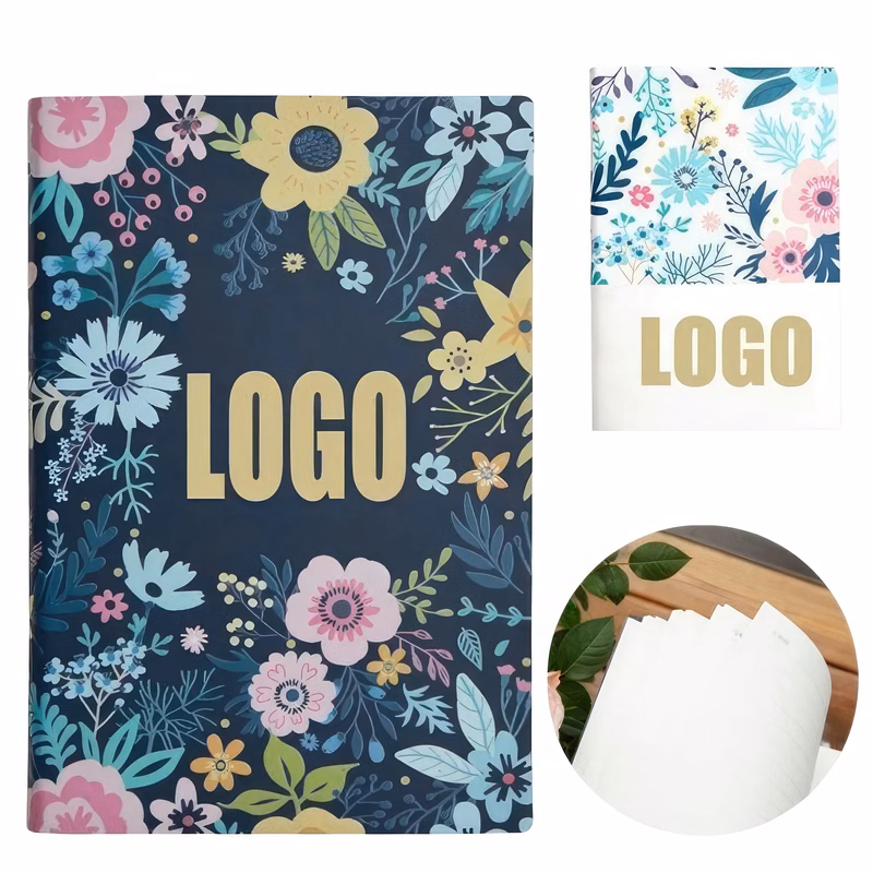 PU Leather A5 Flower Business Travel Journal Notebook