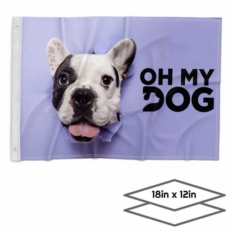 DOUBLE-SIDED DYE SUBLIMATION 2-LAYER 18IN X 12IN FLAG