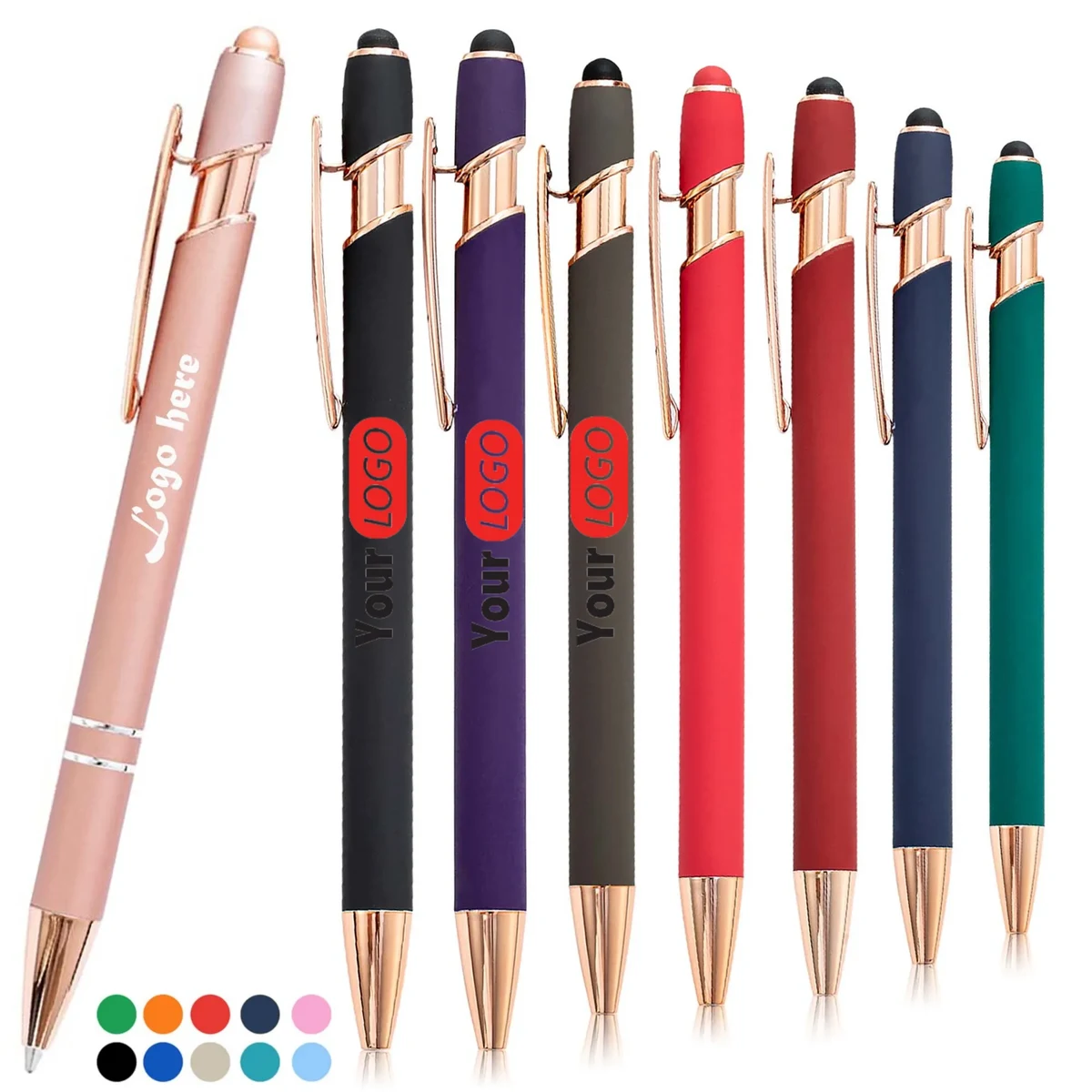 Custom Professional Logo 1.0mm Black Rose Gold Ballpoint Pen 1