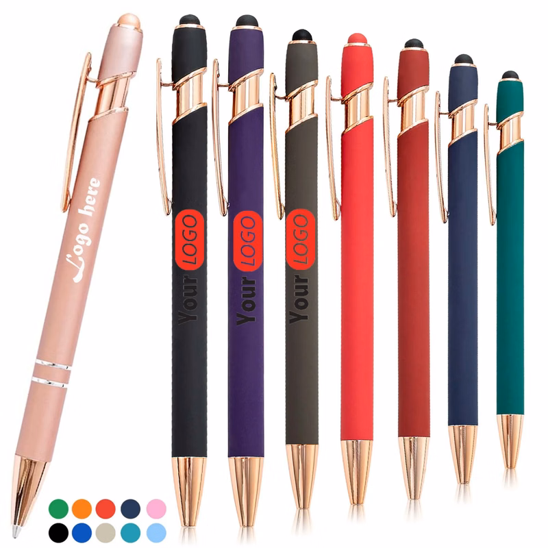 Custom Professional Logo 1.0mm Black Rose Gold Ballpoint Pen