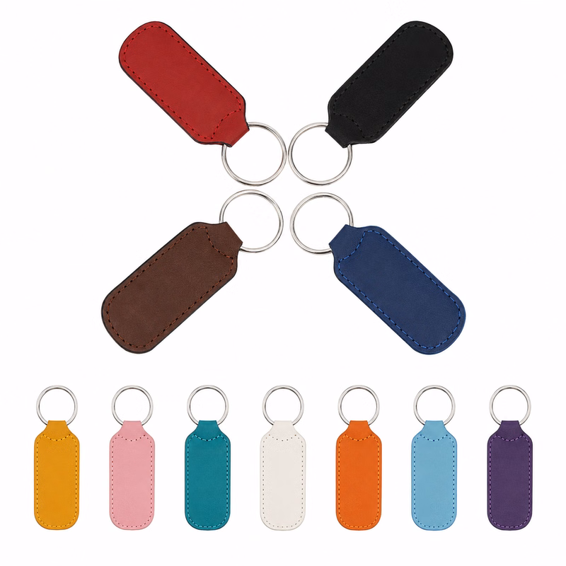 Pattern-Ready PU Leather Blank Keychain
