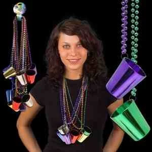 Mardi Gras Necklace with Shot Glass 1
