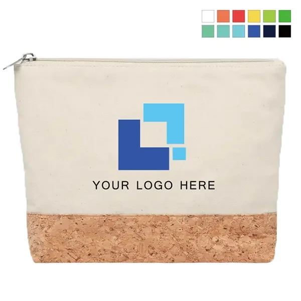 Canvas Cosmetic Bag with cork base 1