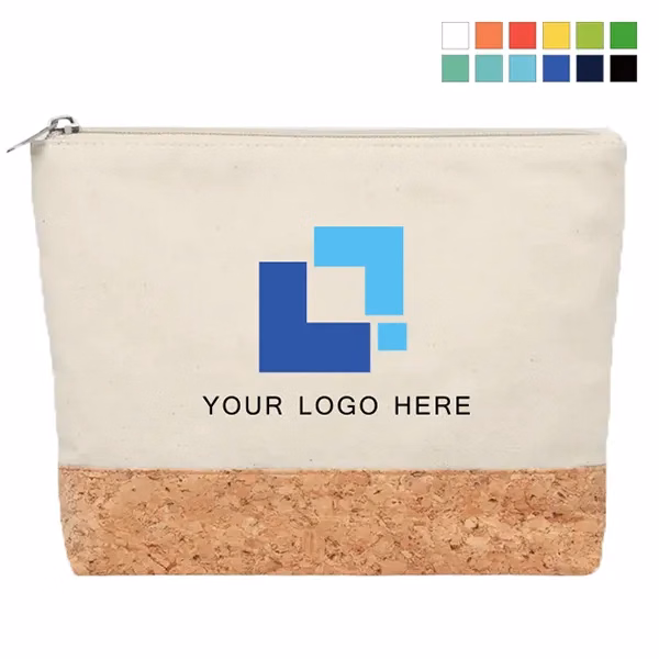 Canvas Cosmetic Bag with cork base