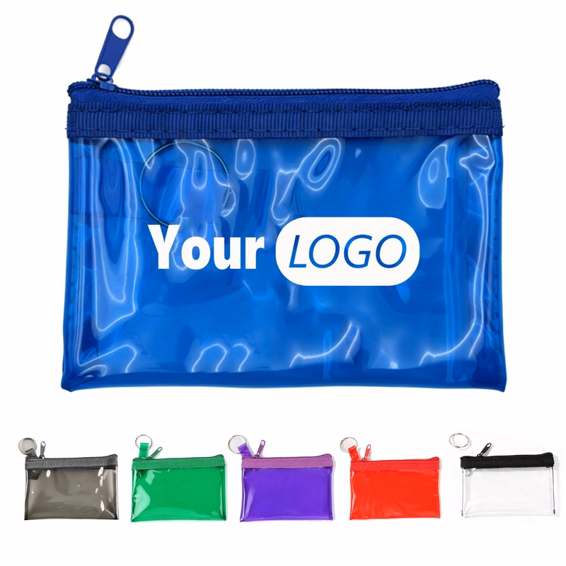 Pvc Zip Pouch With Split Ring For Mini Storage