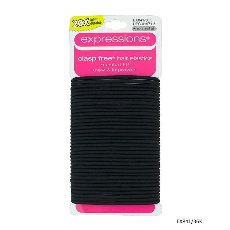Hair Elastics - Black 36 Pack No Metal 1