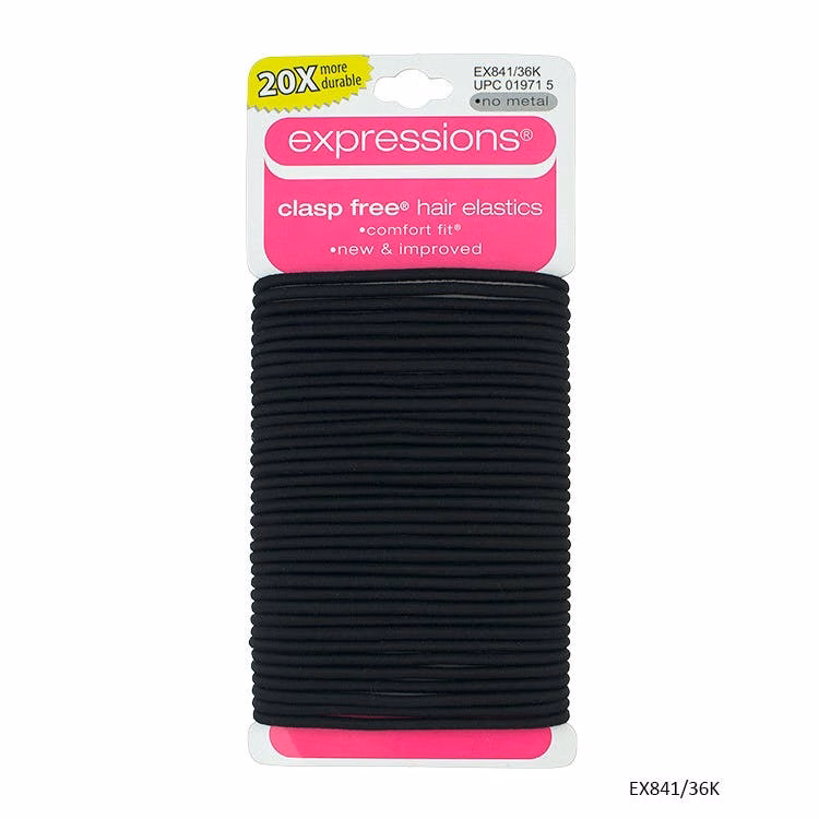 Hair Elastics - Black 36 Pack No Metal