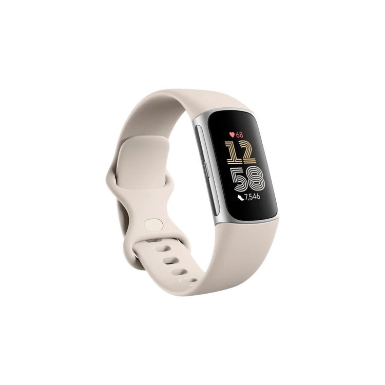 Fitbit Charge 6 Advanced Health Tracker - Porcelain/Silver Aluminum 1
