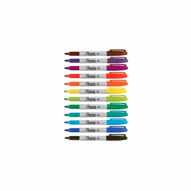 Sharpie Permanent Markers -12 Assorted Colors Fine Tip