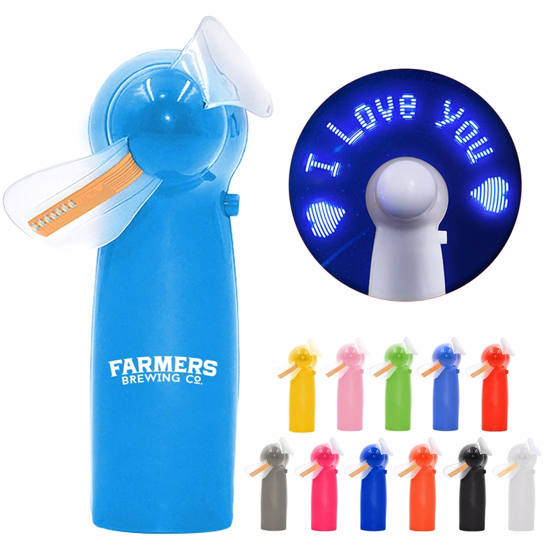 Pre-Programmed Mini Flash Message Fan with LED