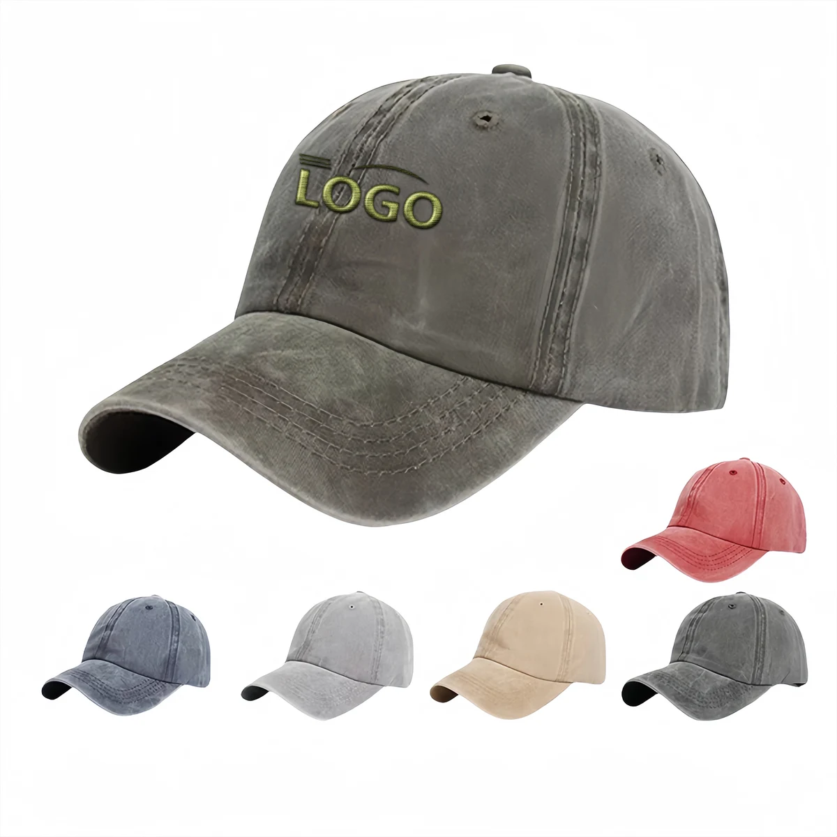 Cotton-washed Baseball Cap with Custom Logo 1