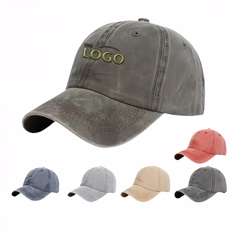 Cotton-washed Baseball Cap with Custom Logo
