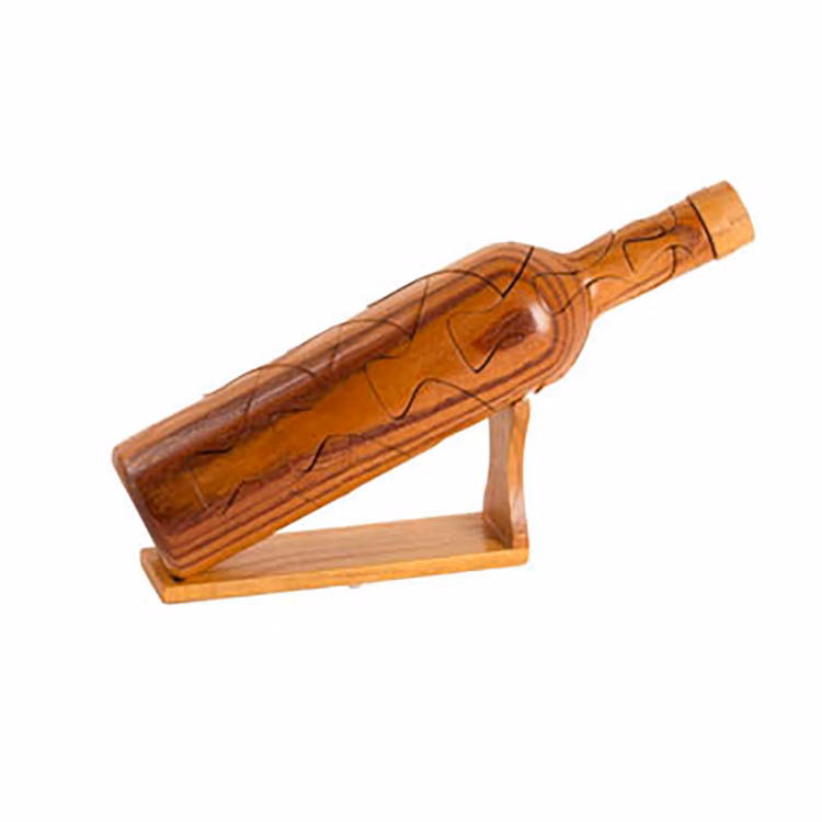 Unique Mahagany Wine Bottle Puzzle