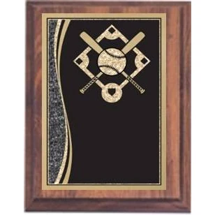 6" x 8" Cherry Finish Plaque with a Baseball Designer Plate 1