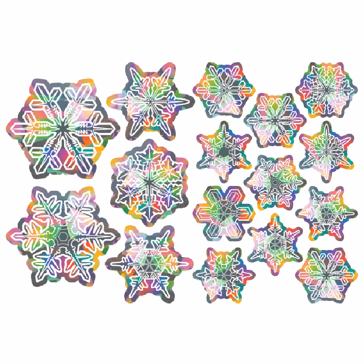 Window Decals - The Snowflake Series Sun Catchers - Holographic Rainbow Window Stickers