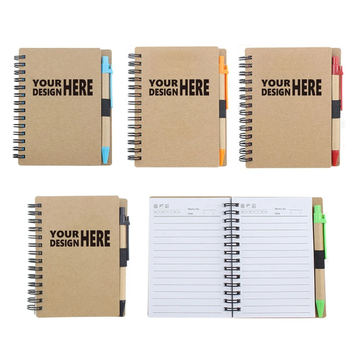 5" Eco Custom Kraft Journal & Pen Stationery Set 1