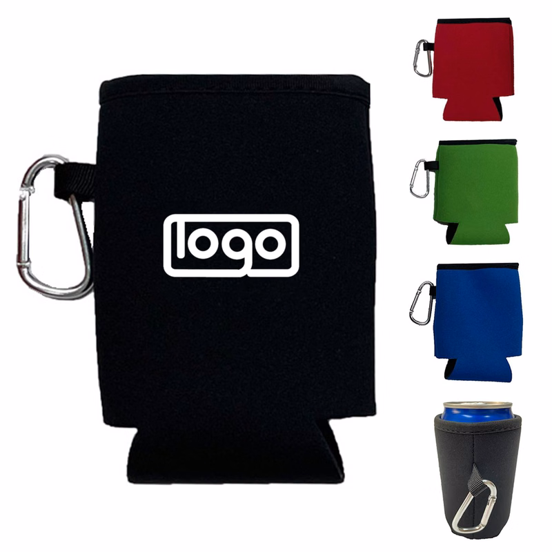 Neoprene Can Cooler W/ Carabiner Clip