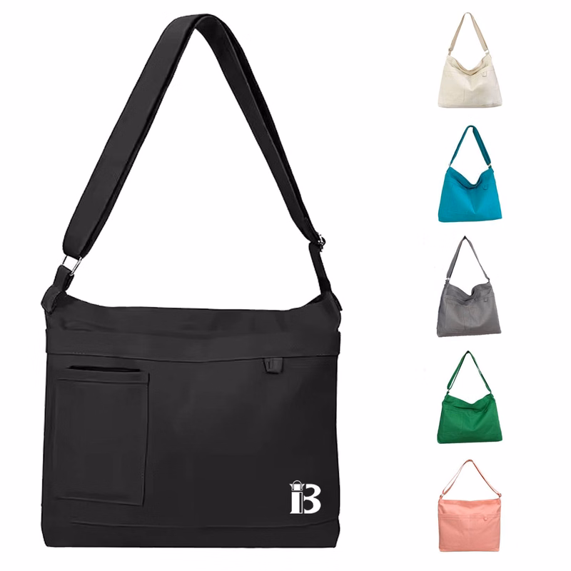 Canvas Zipper Pocket Crossbody Shoulder Bag