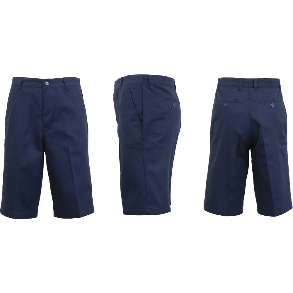 Men's Uniform Shorts - Sizes 38 Navy Flat Front Twill 1