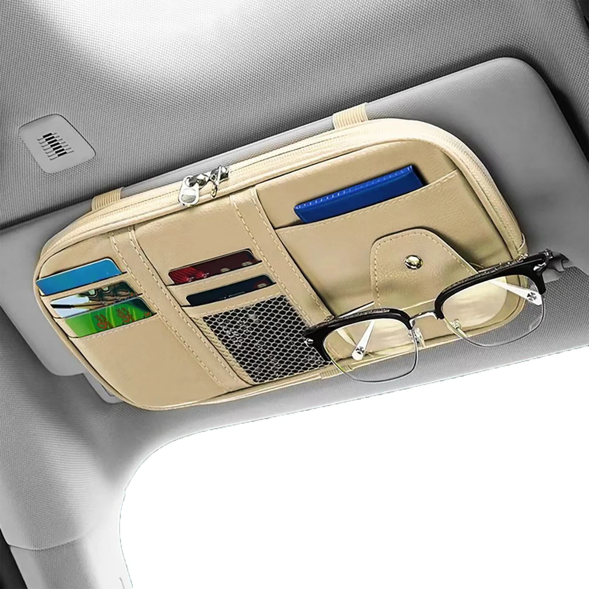 Net Zipper Car Sun Visor Organizer 1