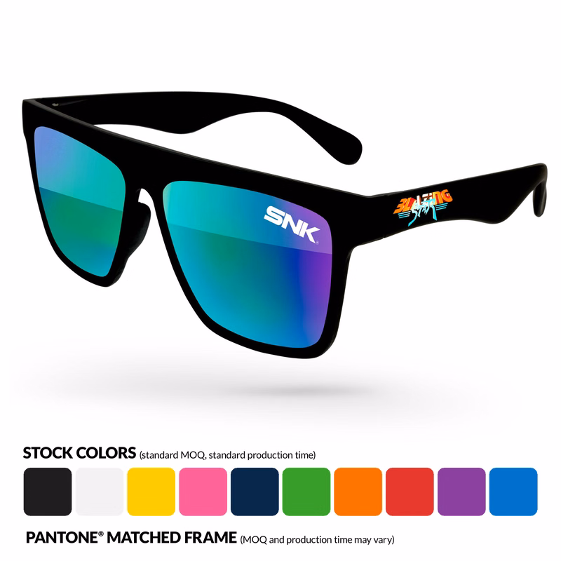 Laser Mirror Sunglasses w/ Lens Imprint & Full-color Temple Imprint
