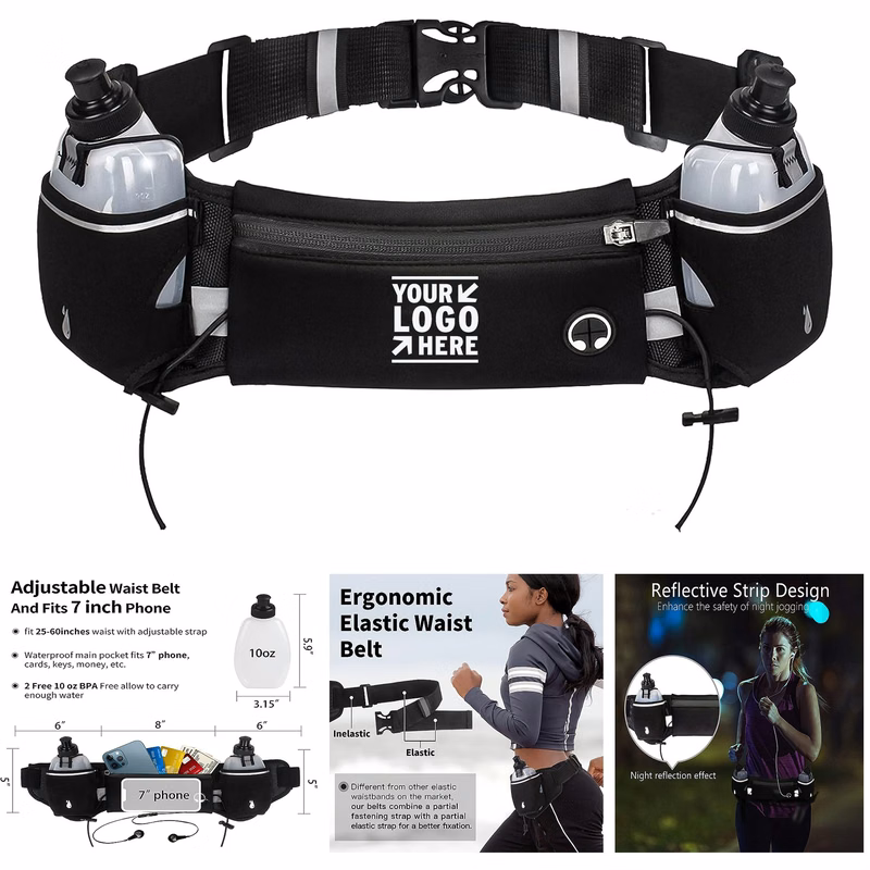 Men Women Upgraded Running Hydration Water Bottle Holder Pouch Belt