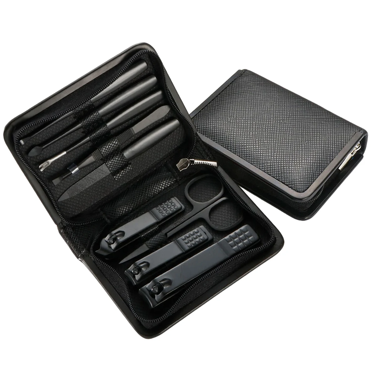 9-Piece Stainless Steel Black Nail Clipper Set, 1