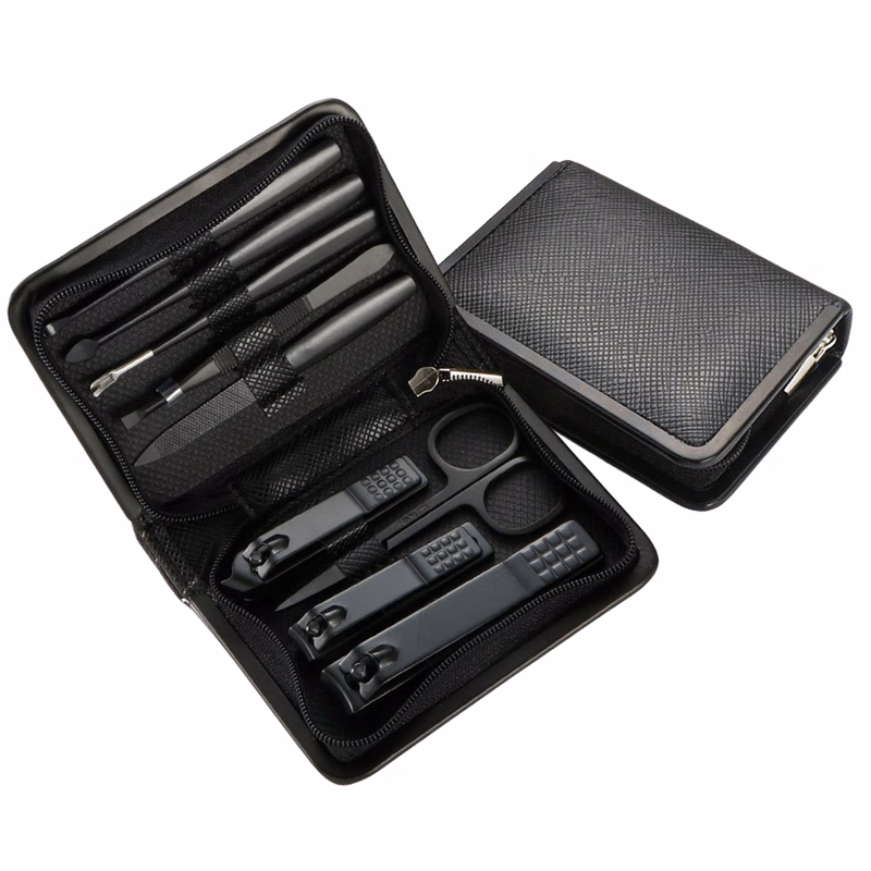 9-Piece Stainless Steel Black Nail Clipper Set,