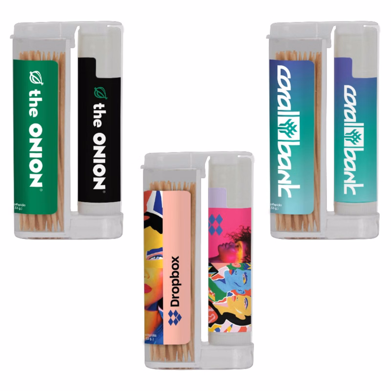 SPF 15 Lip Balm with Wooden Toothpick in a Flip-Top Container