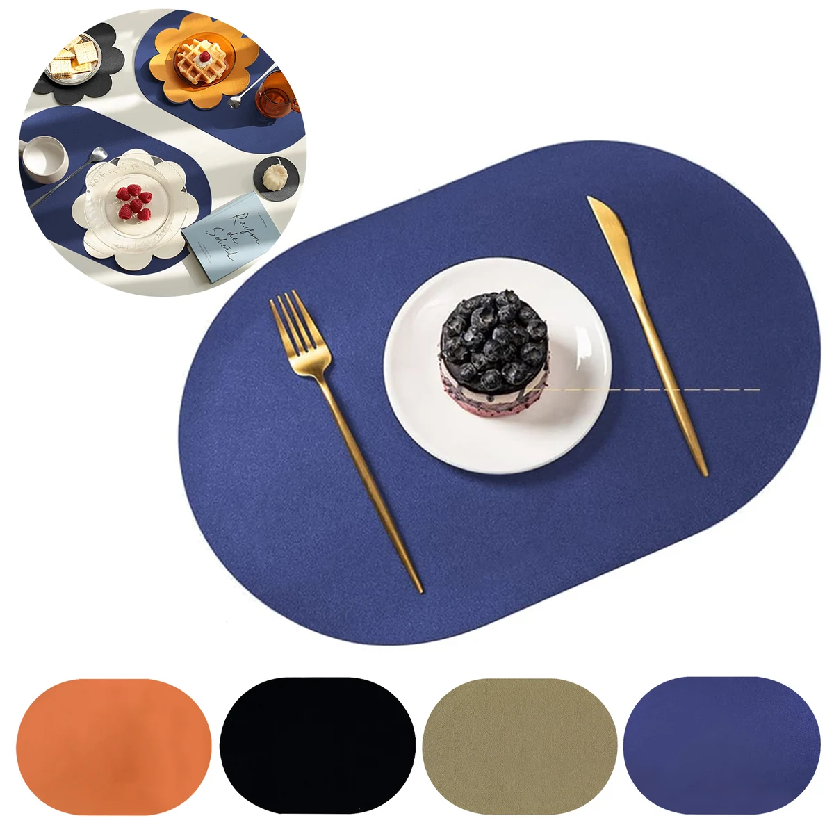 Faux Leather Oval PU Dinning Table Mats 1