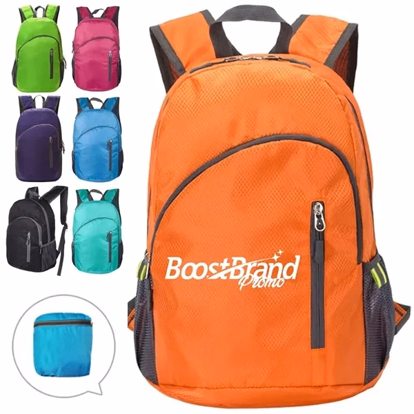 Custom Foldable Ripstop Daypack with Comfortable Straps — Portable Travel Backpack
