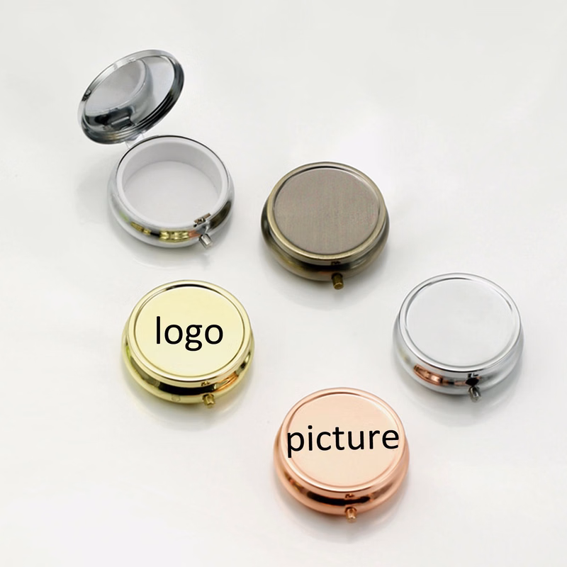 Portable Mini Silver Medicine Drug Holder Container