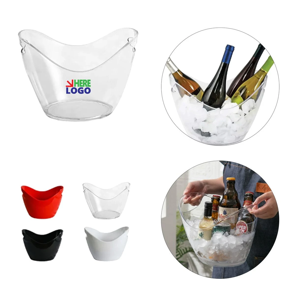 Customizable Clear PET Ice Bucket for Events and Parties 1