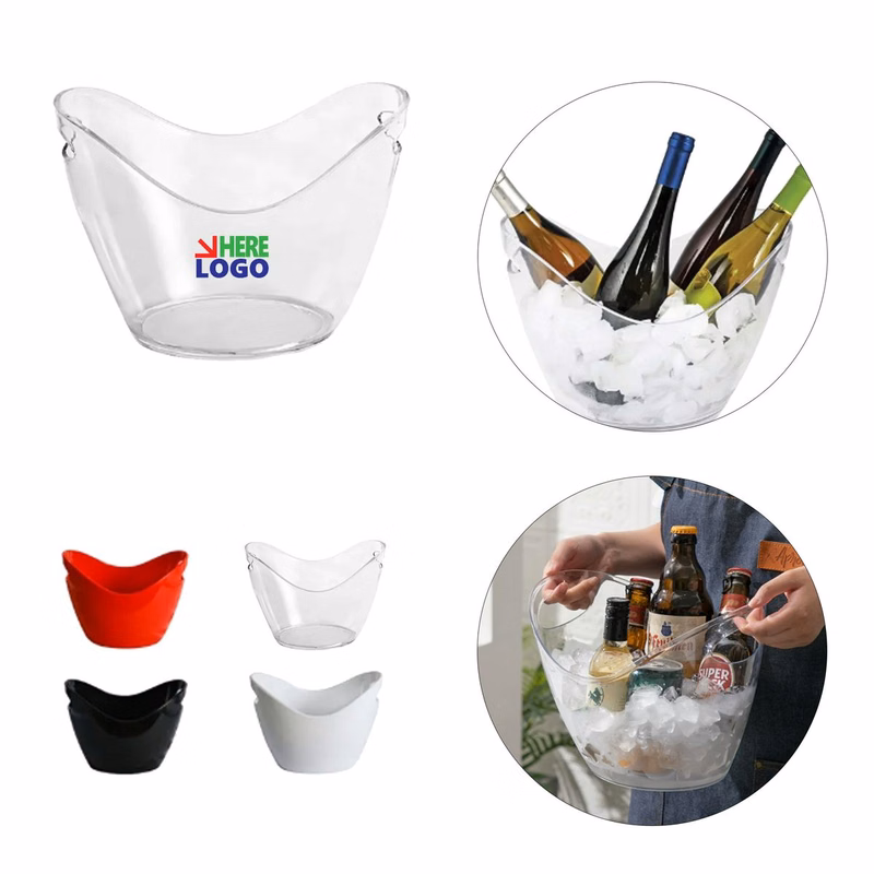 Customizable Clear PET Ice Bucket for Events and Parties