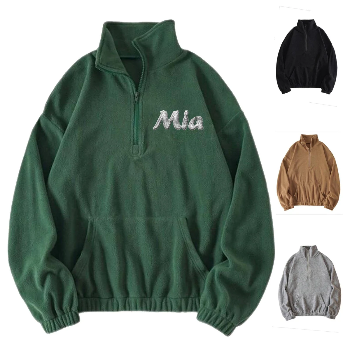 Polyester men's stand-up collar half-zip hoodie, custom hoodie or sweatshirt with logo imprint 1