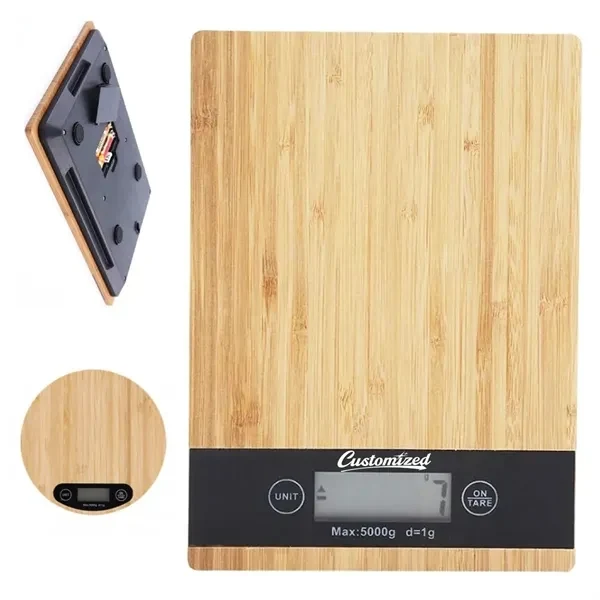 Custom Bamboo Digital Kitchen Scale — Eco-Friendly Cooking Promotion 1
