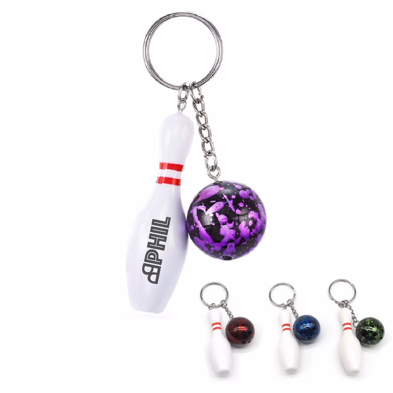 Alloy Bowling Ball Keychain w/ Pin Pendant